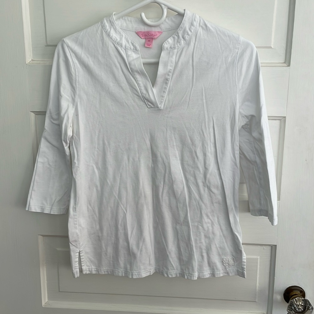Lilly Pulitzer Vintage Pink Tag White Tunic XS